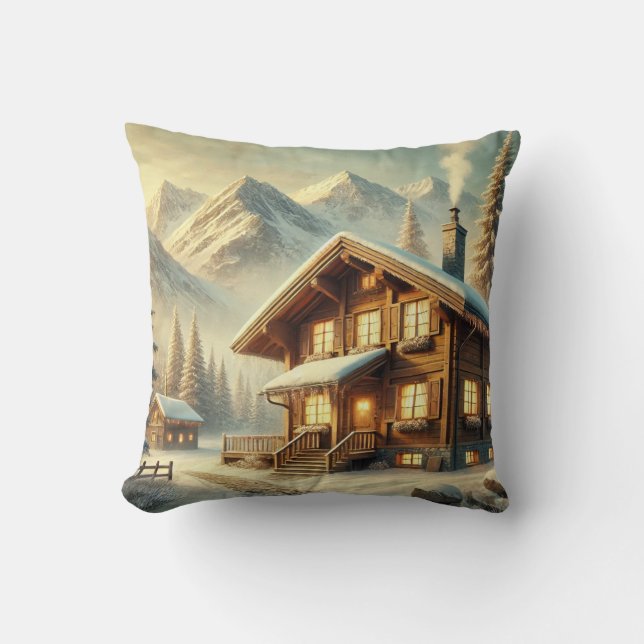 Alpine Charm Throw Pillow (Front)