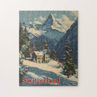 Alpine Charm: Vintage Swiss Village Postcard