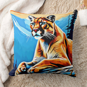 Alpine Cougar View Design Throw Pillow
