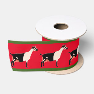 Alpine Dairy Goat Red & Green Christmas Satin Ribbon