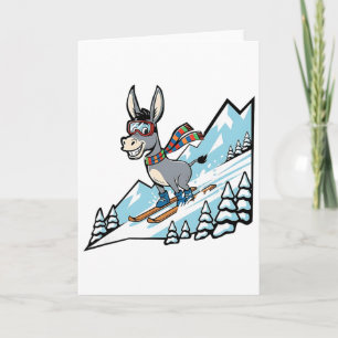 Alpine Donkey On Skis With Goggles And Scarf Card