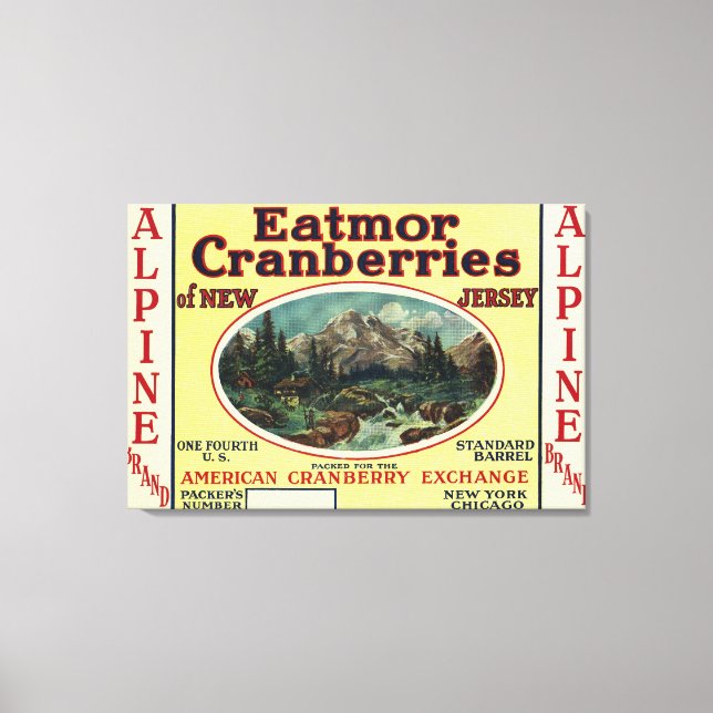Alpine Eatmor Cranberries Brand Label Canvas Print (Front)
