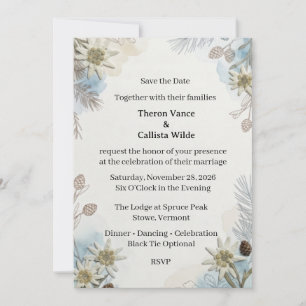Alpine Edelweiss, Pine Cones, Winter Foliage, Bota Invitation