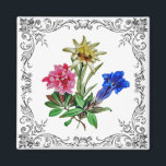 Alpine Flowers Magnet<br><div class="desc">Alpenrose,  Edelweiß und Enzian - Rhododendron,  edelweiss and gentian flowers often used to symbolize alpine heritage from France,  Monaco,  Italy,  Switzerland,  Liechtenstein,  Austria,  Germany and Slovenia.</div>