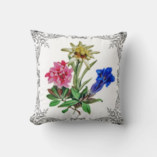 Alpine Flowers Throw Pillow (Front)