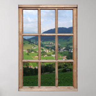 Alpine Foothills View from a Window Poster