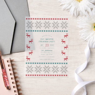 Alpine Glow Ugly Sweater Christmas Party Vellum Invitations