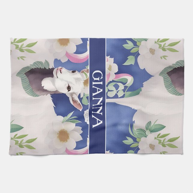 Alpine Goat Watercolor Colourful Pattern Kitchen Towel (Horizontal)