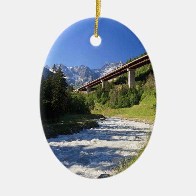 Alpine highway ceramic ornament (Front)