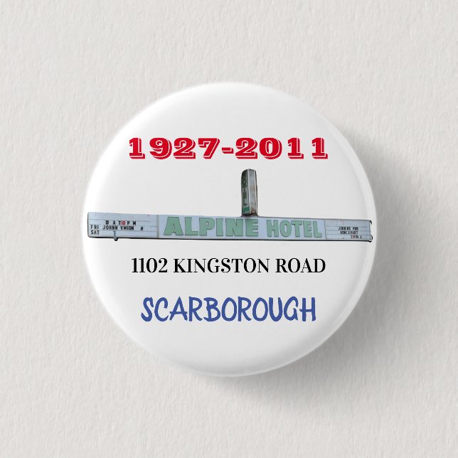 ALPINE HOTEL SCARBOROUGH 1 INCH ROUND BUTTON (Front)