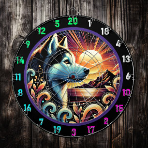 Alpine Husky Sunset Wall Feature Dartboard