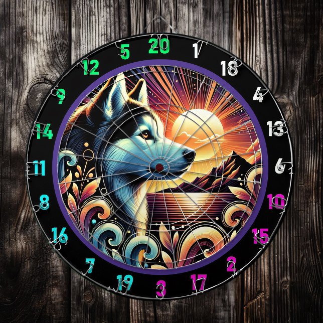 Alpine Husky Sunset Wall Feature Dartboard (Creator Uploaded)