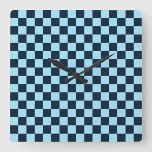 Alpine ice chequerboard pattern square wall clock