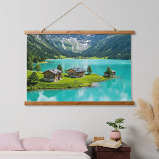 Alpine Lake Mountain Landscape  Hanging Tapestry