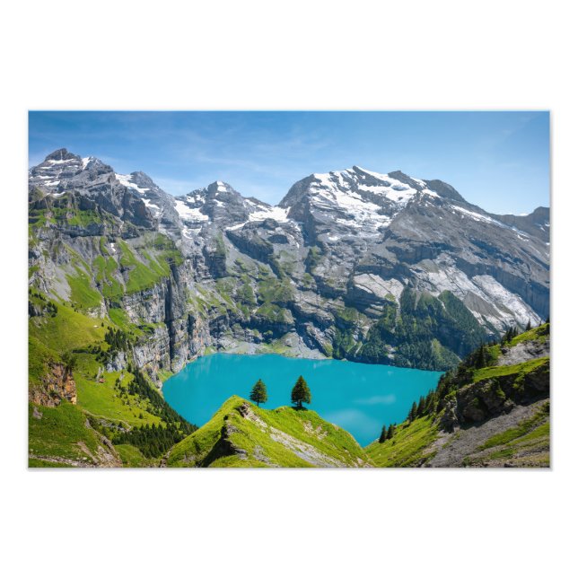 Alpine lake Oeschinensee in Switzerland Photo Print (Front)