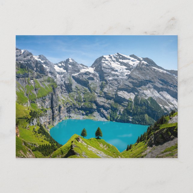 Alpine lake Oeschinensee in Switzerland Postcard (Front)