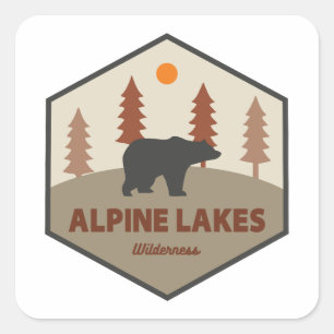 Alpine Lakes Wilderness Washington Bear Square Sticker