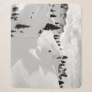 Alpine Landscape: Snowy Fir Trees Mountains Sherpa Blanket