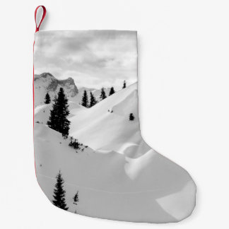 Alpine Landscape: Snowy Fir Trees Mountains Small Christmas Stocking