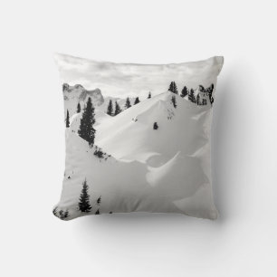 Alpine Landscape: Snowy Fir Trees Mountains Throw Pillow