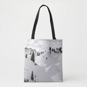 Alpine Landscape: Snowy Fir Trees Mountains Tote Bag