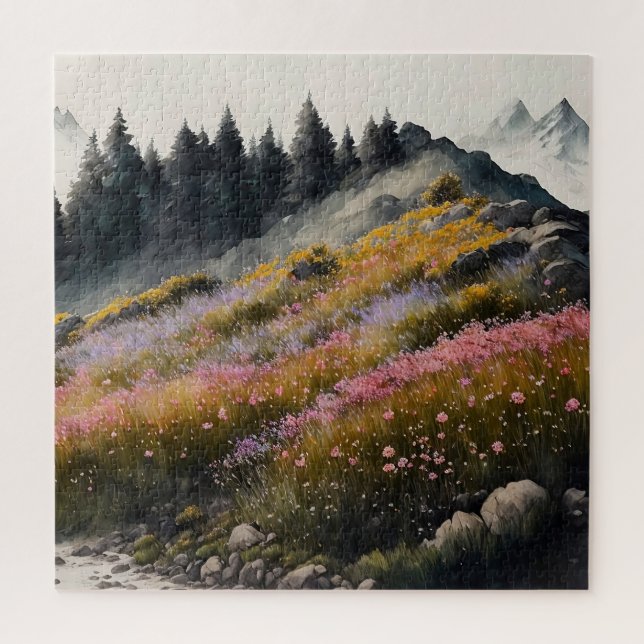 Alpine Meadow Art Work Jigsaw Puzzle (Vertical)