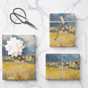 Alpine Mountain Village Landscape Wrapping Paper