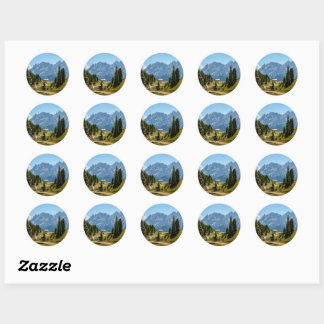 Alpine Mountains, scenic landscape, Classic Round Sticker