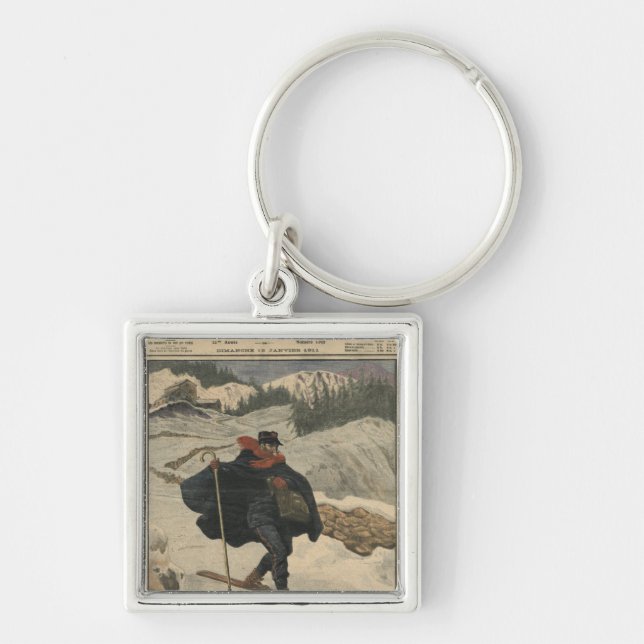 Alpine postmen using ski keychain (Front)