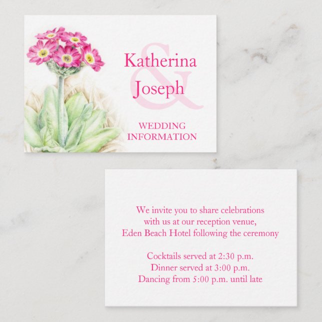Alpine primrose art wedding info enclosure card (Front/Back)