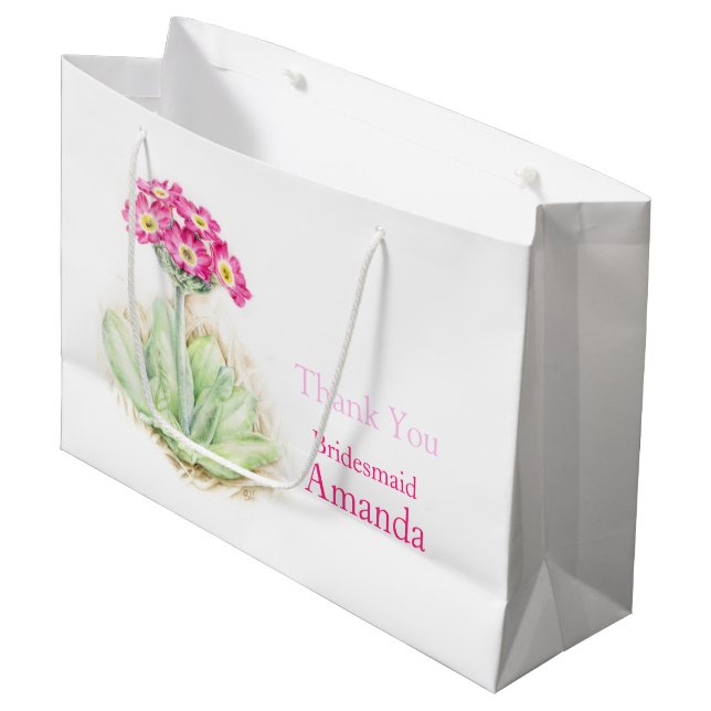 Alpine primrose pink bridesmaid favour gift bag (Front Angled)