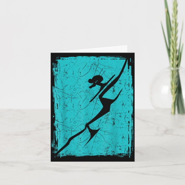 Alpine ski distressed slope downhill skiing skier card (Front)