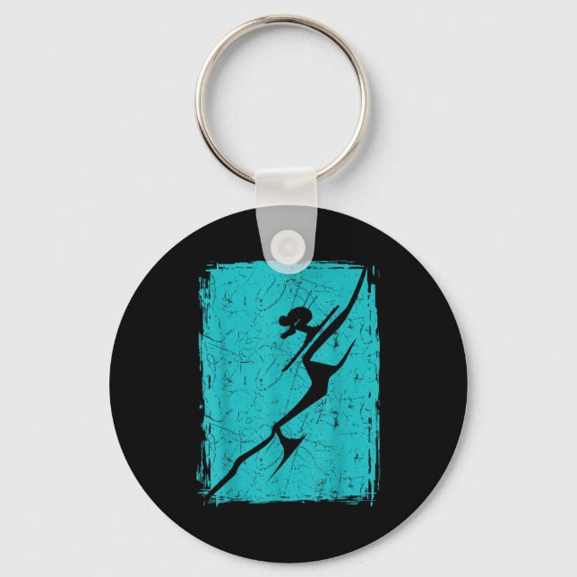 Alpine ski distressed slope downhill skiing skier keychain (Front)