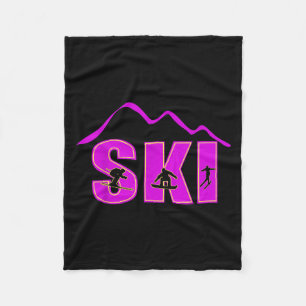 Alpine Ski, Downhill Skier Mountain Line Fleece Blanket