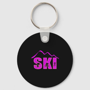 Alpine Ski, Downhill Skier Mountain Line Keychain