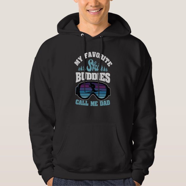 Alpine Ski Slope Skiing Dad Skier Snowboarder Fath Hoodie (Front)