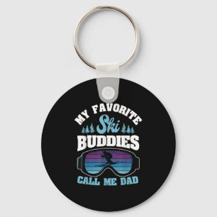 Alpine Ski Slope Skiing Dad Skier Snowboarder Fath Keychain