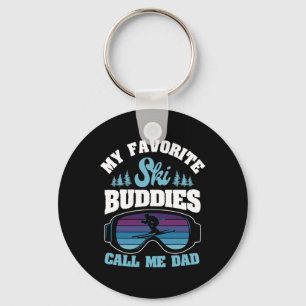 Alpine Ski Slope Skiing Dad Skier Snowboarder Fath Keychain