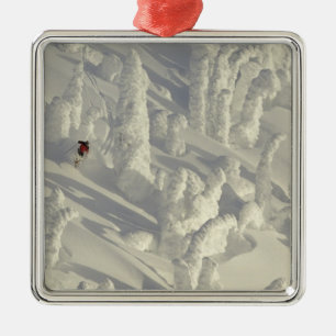 Alpine Skier in thick snowghosts at Big Metal Ornament