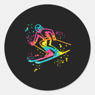 Alpine skier winter sports nordic skiing Alpine sk Classic Round Sticker