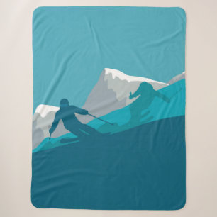 Alpine Skiers All-Mountain Skiing Sherpa Blanket