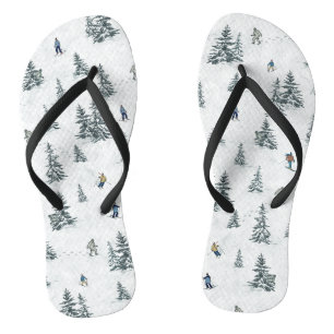 Alpine Skiers and Hidden Yetis - Downhill Skiing Flip Flops