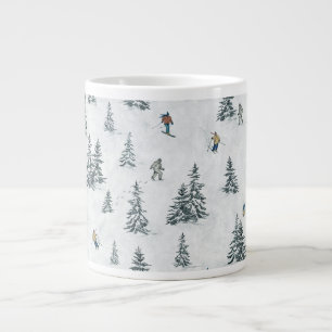 Alpine Skiers and Hidden Yetis - Downhill Skiing  Large Coffee Mug
