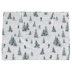 Alpine Skiers and Hidden Yetis - Downhill Skiing Large Gift Bag