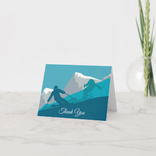 Alpine Skiers Freestyle Skiing Thank You Card