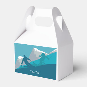 Alpine Skiers on the Snowy Mountain Personalized Favor Box
