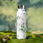 Alpine Skiers Skiing Illustration   Water Bottle<br><div class="desc">Cool winter themed skier pattern design with skiers skiing down alpine ski resort slopes among snow covered fir trees in alps. Freeride skiers are wearing colourful vintage retro ski suits, skiing downhill with skis on a white snowy mountain landscape background. Wonderful winter sport fun gift for a skier in your...</div>