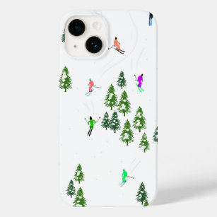  Alpine Skiers Skiing Ski Winter Trees Case-Mate iPhone 14 Case