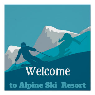  Alpine Skiing Downhill Personalized Add Your Text Poster