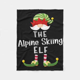 Alpine Skiing Elf Group Christmas Funny Pajama Par Fleece Blanket